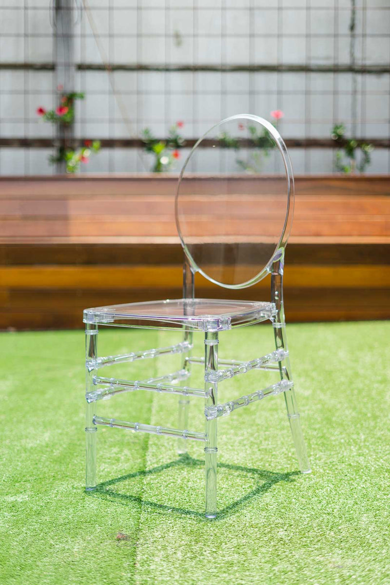 Clear ghost chair with Tiffany legs