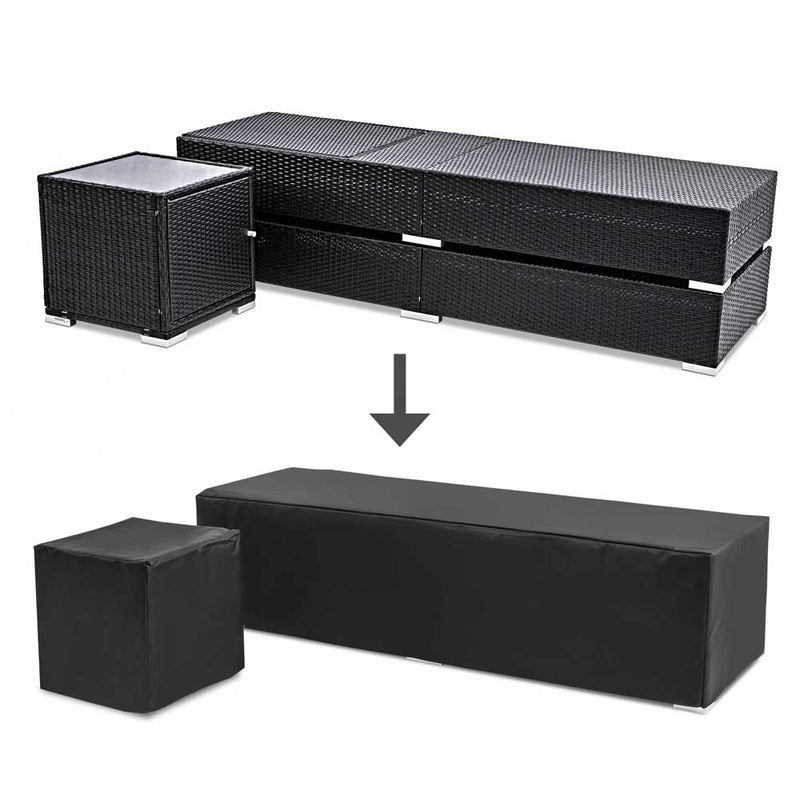 Double Sunlounge Set with Table & Cover - BLACK/GREY