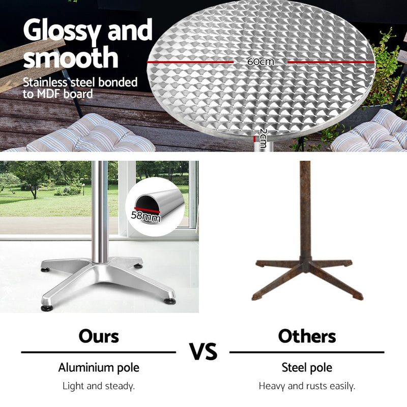 1 x Bar Table Aluminium/Stainless Steel - Round