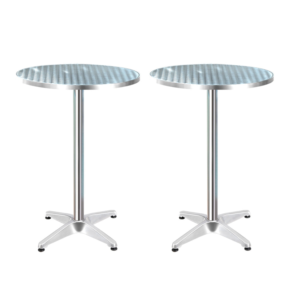 2 x Bar Table Aluminium/Stainless Steel - Round