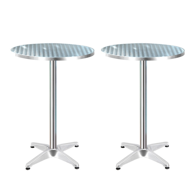 2 x Bar Table Aluminium/Stainless Steel - Round