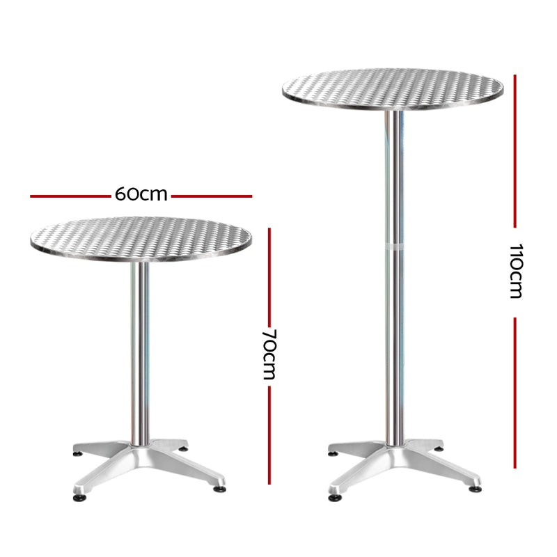 1 x Bar Table Aluminium/Stainless Steel - Round