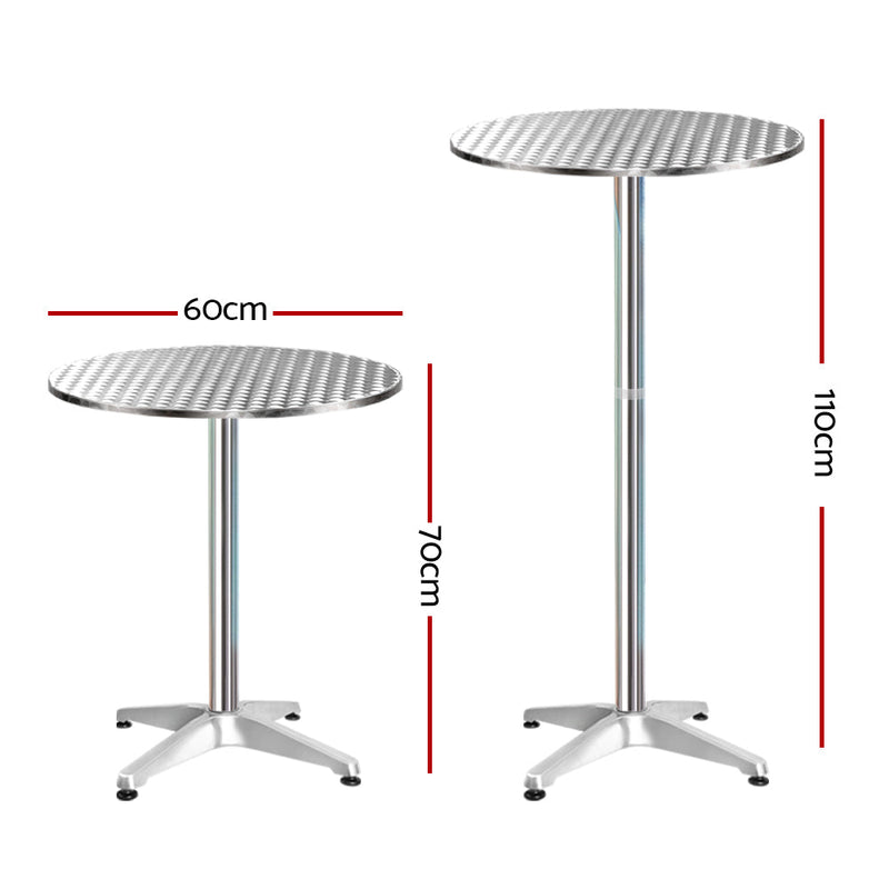 4 x Bar Table Aluminium/Stainless Steel - Round