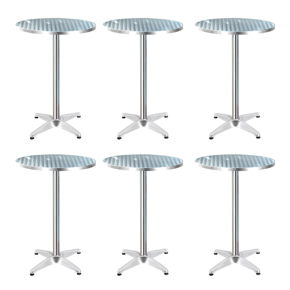 6 x Bar Table Aluminium/Stainless Steel - Round