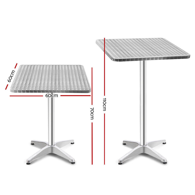 2 x Bar Table Aluminium/Stainless Steel - Square