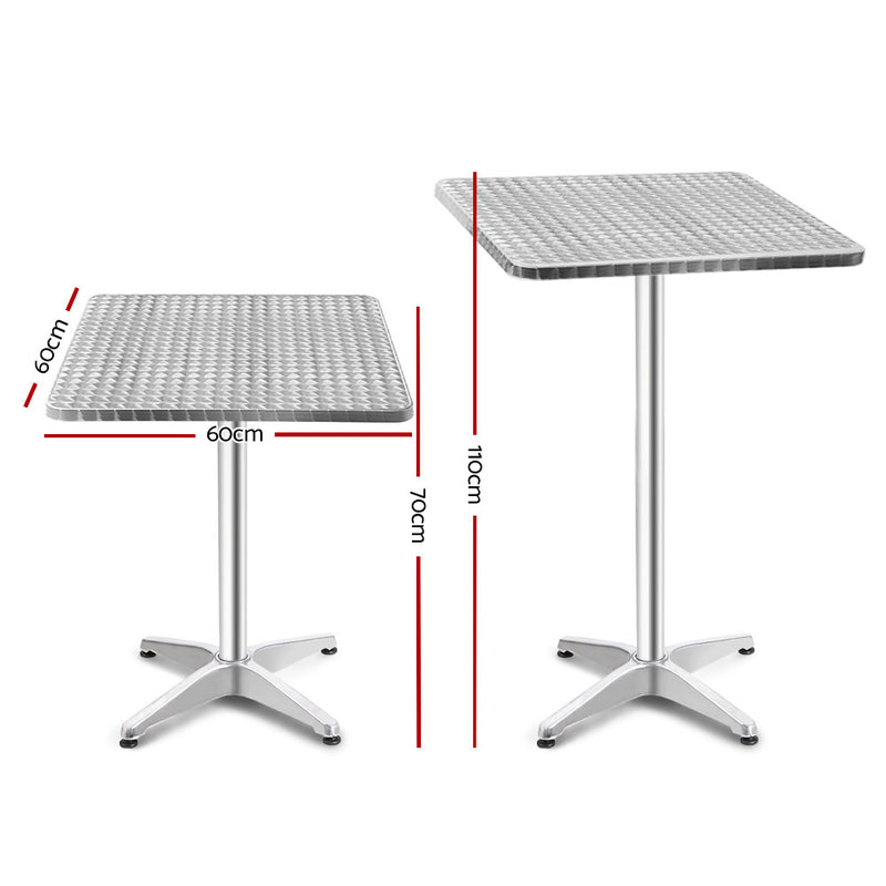 1 x Bar Table Aluminium/Stainless Steel - Square