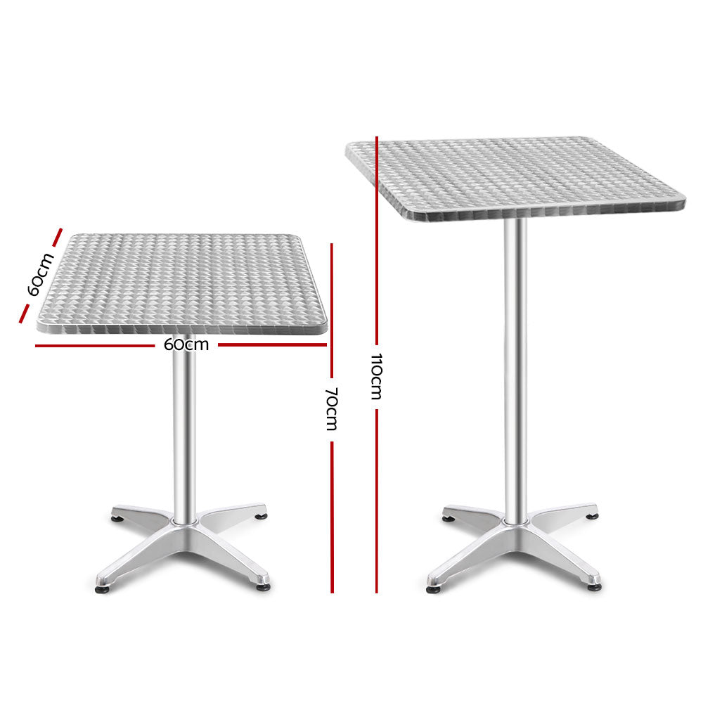 4 x Bar Table Aluminium/Stainless Steel - Square