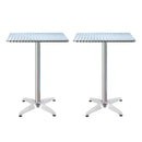 2 x Bar Table Aluminium/Stainless Steel - Square