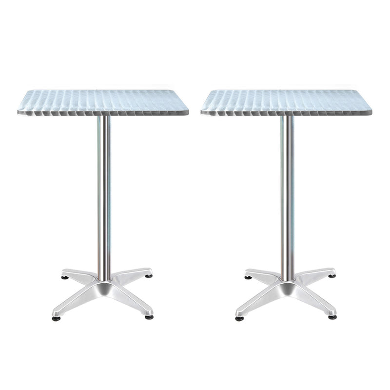 2 x Bar Table Aluminium/Stainless Steel - Square