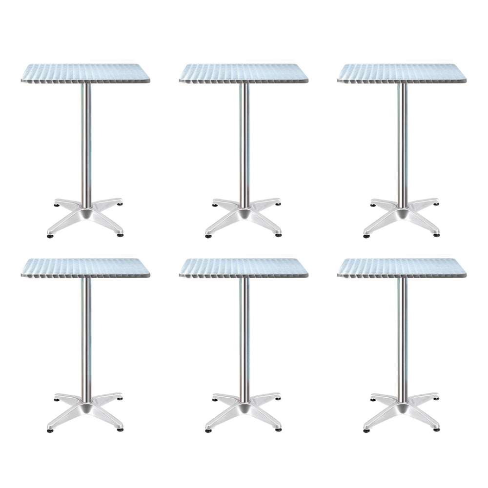 6 x Bar Table Aluminium/Stainless Steel - Square