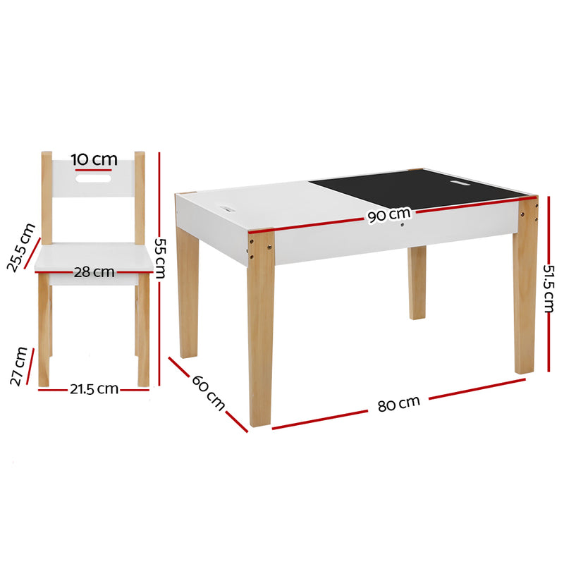 Kids Table and Chair Set Activity Chalkboard Toys Storage Desk Drawing