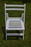 Slatted white Americana chairs