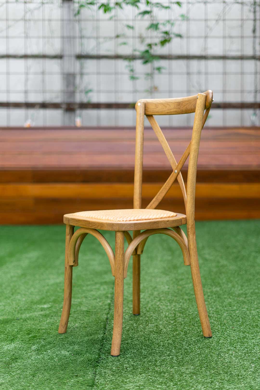 Bentwood cross back chair with rattan seat