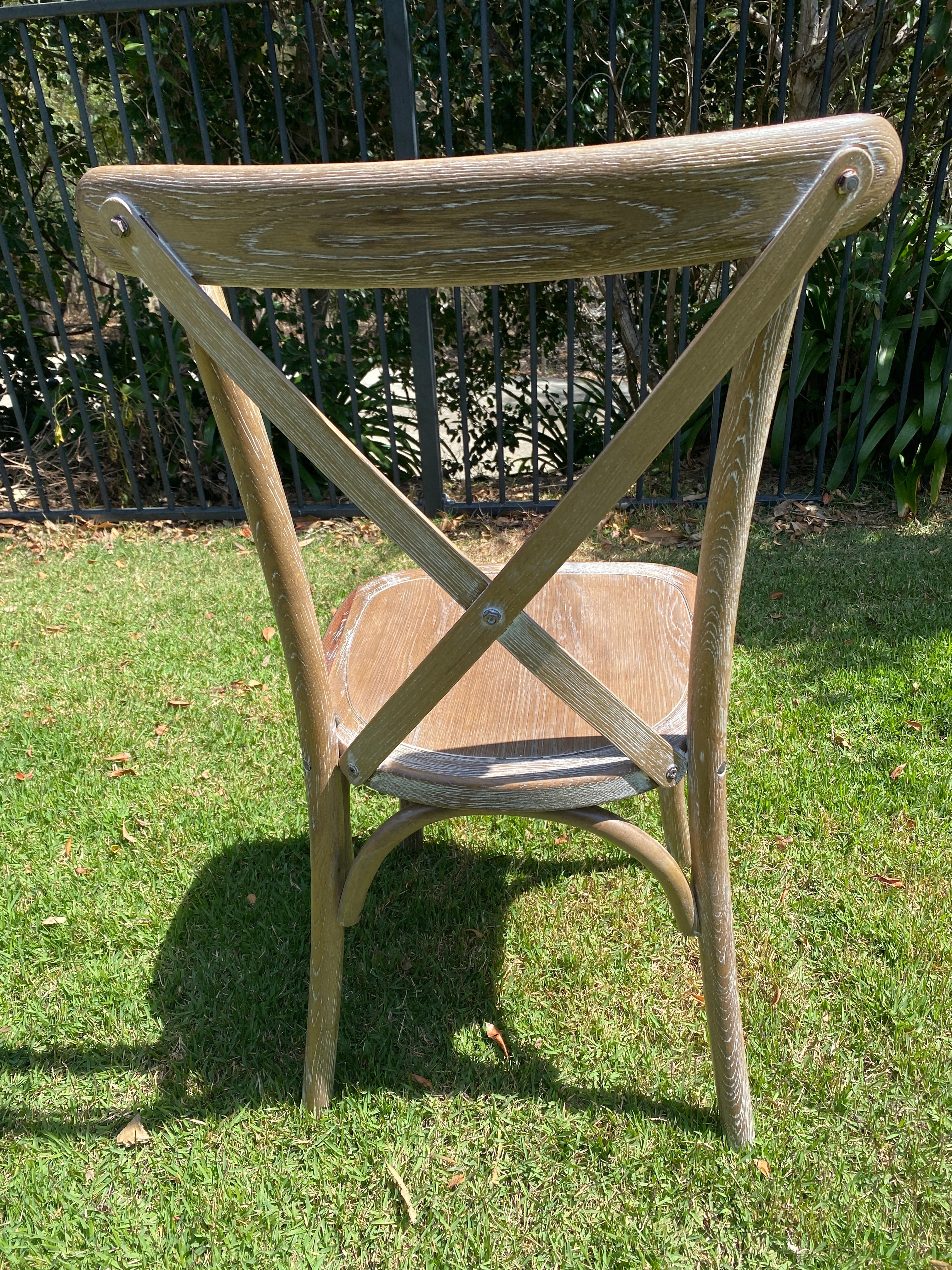 Cross back Chair - White Wash Antique Style
