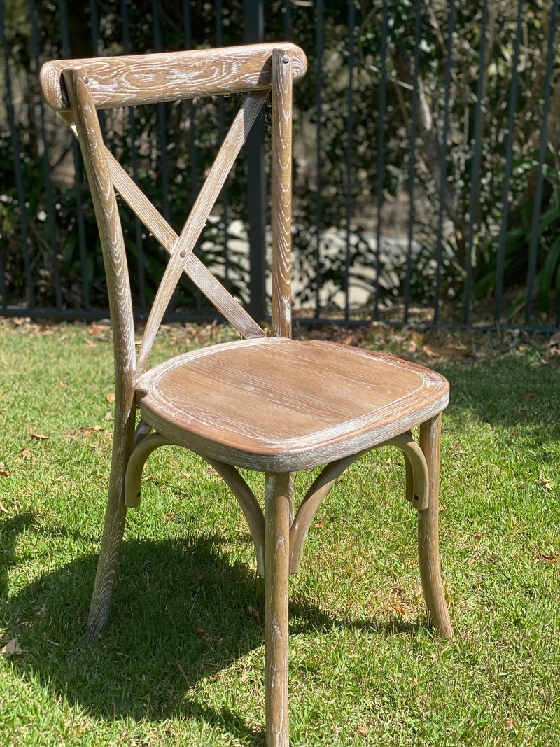 Bentwood Cross back Chair - White Wash Antique Style