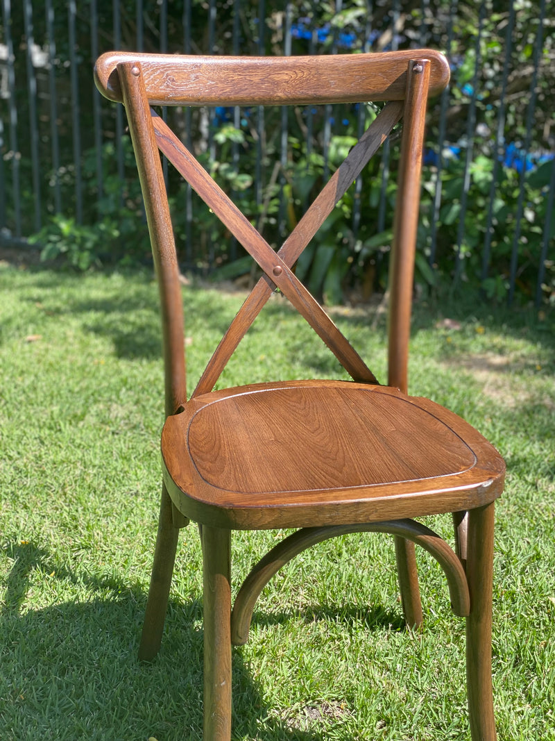 Dark cross back chair oakwood