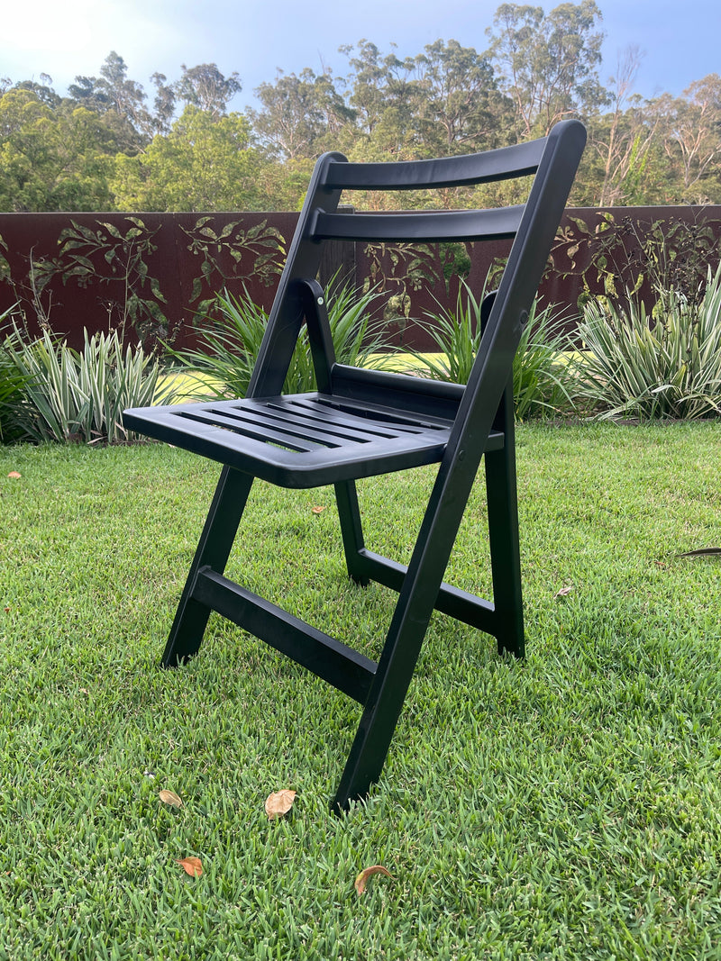 Black wooden top folding chairs