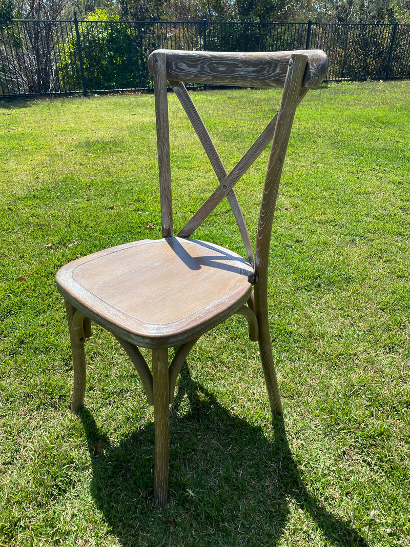 Bentwood Cross back Chair - White Wash Antique Style