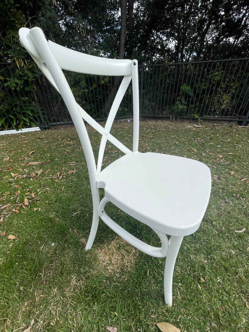 Crossback bentwood white resin chairs