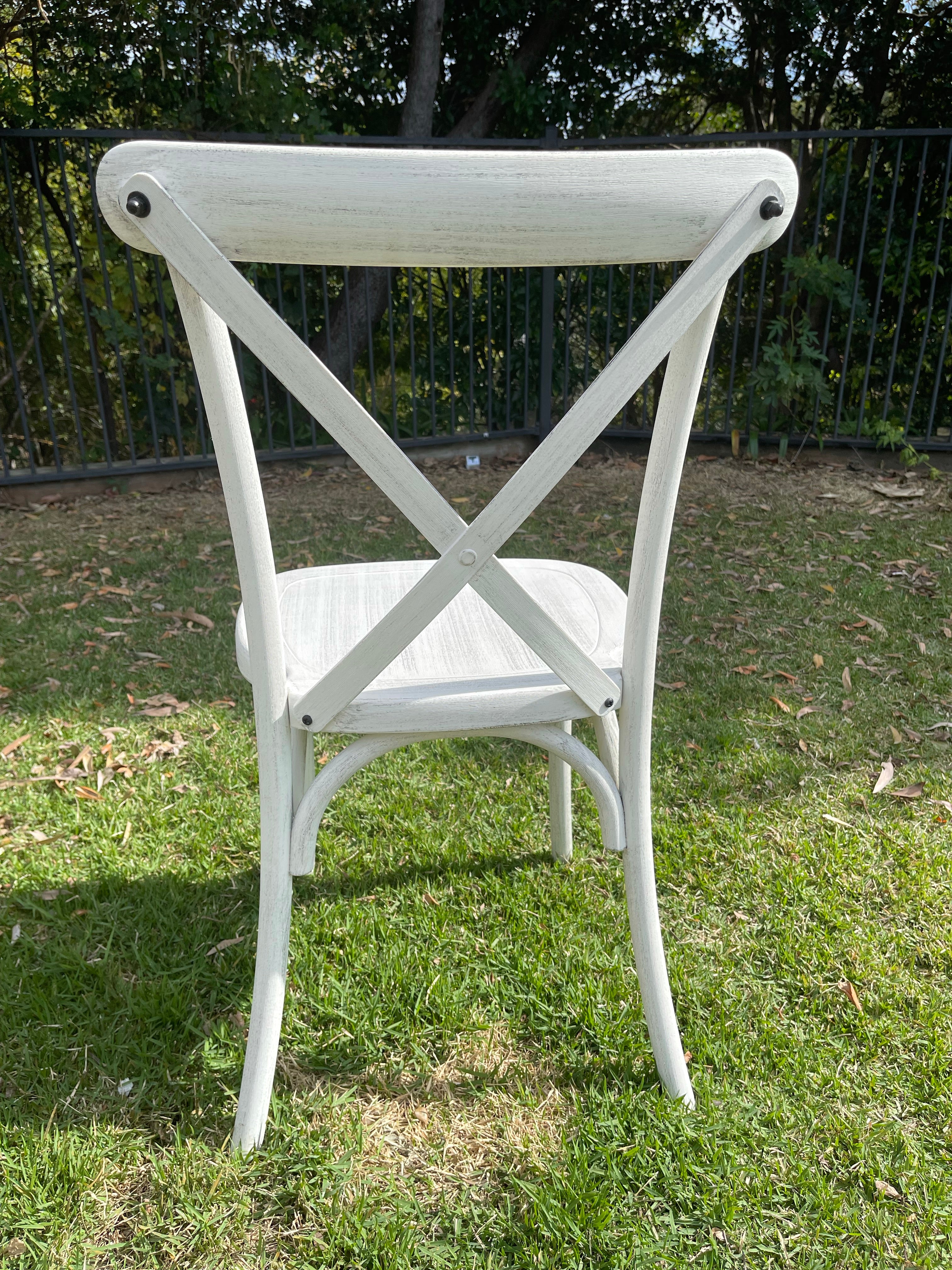 Cross back Chair - Resin Faux White Wood