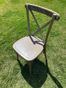 Cross back Chair - White Wash Antique Style